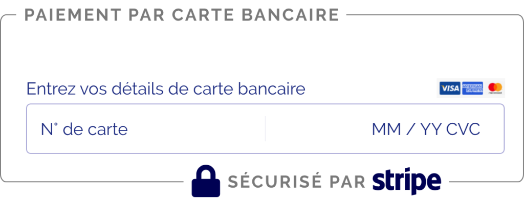 Carte bleue sécurisée par Stripe