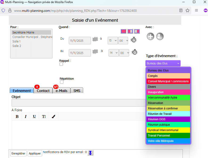 création rendez-vous