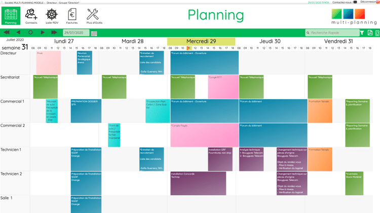 Réservation intégrée au planning