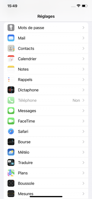 1. Appuyez sur l'icône Réglages de votre iPhone et sélectionnez Comptes