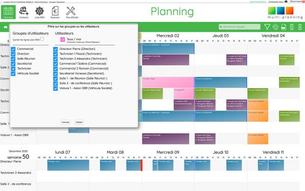 Desktop - Planning & Filtres web