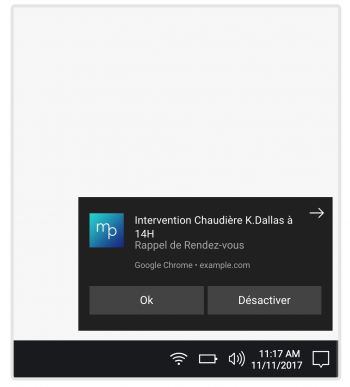 Notification de calendrier Windows